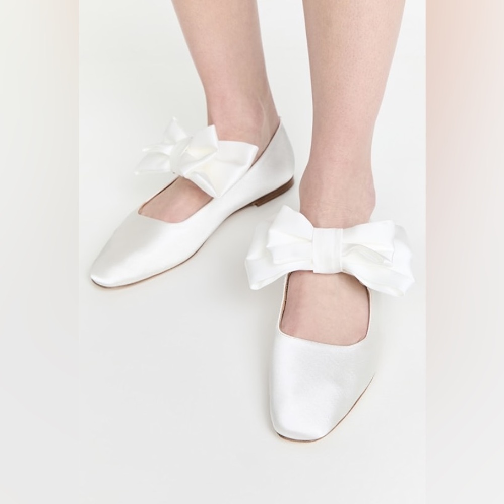 SLEEPER Detachable Bow Satin Ballet Flats